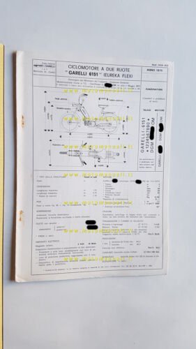 Garelli 50 Eureka Flex 1975 scheda omologazione DGM Facsimile originale