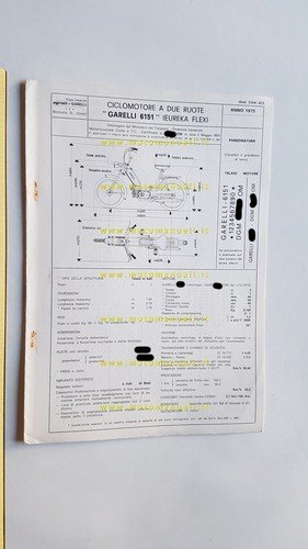Garelli 50 Eureka Flex 1975 scheda omologazione DGM Facsimile originale