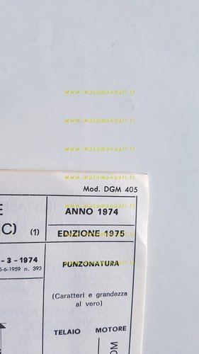 Garelli 50 Eureka Matic 1975 scheda omologazione DGM Facsimile originale