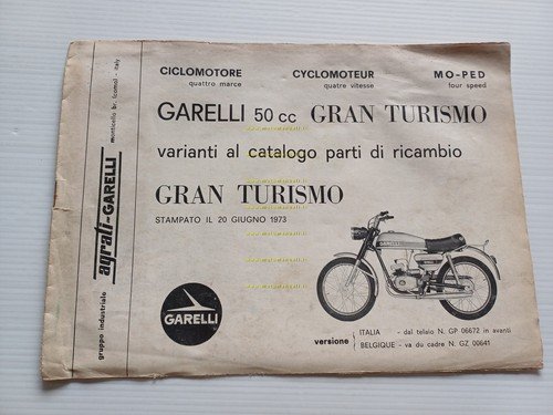 GARELLI 50 Gran Turismo 1973 VARIANTI catalogo ricambi