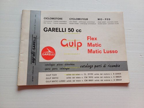 GARELLI 50 GULP Flex- Matic- Matic Lusso 1977 catalogo ricambi …