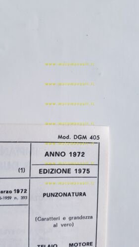 Garelli 50 Katia 1975 scheda omologazione DGM Facsimile originale