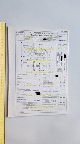 Garelli 50 Katia M 1975 scheda omologazione DGM Facsimile originale