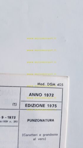 Garelli 50 Katia M 1975 scheda omologazione DGM Facsimile originale
