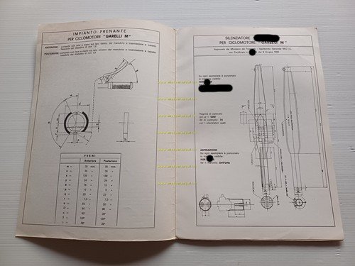 Garelli 50 M 1960 agg. 1969 Facsimile originale scheda omologazione …