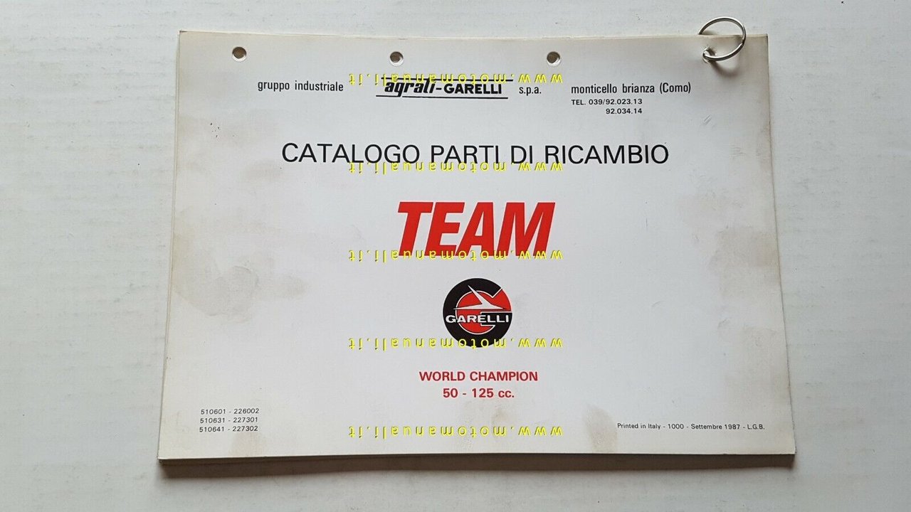 Garelli 50 Team 1987 catalogo ricambi originale spare parts catalogue