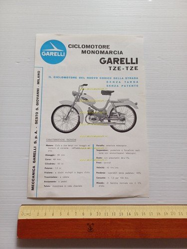 Garelli 50 TZE - TZE 1962 depliant ITALIANO originale