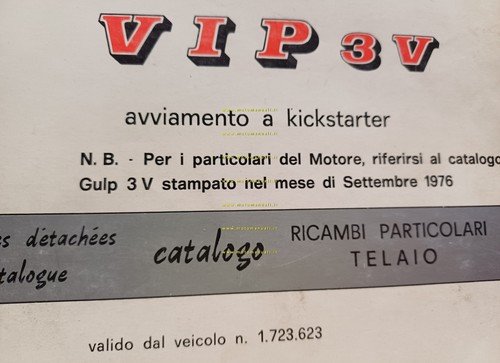GARELLI 50 VIP 3V 1978 catalogo ricambi TELAIO originale