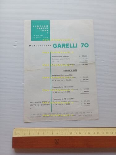 Garelli 70 1958 depliant ITALIANO originale