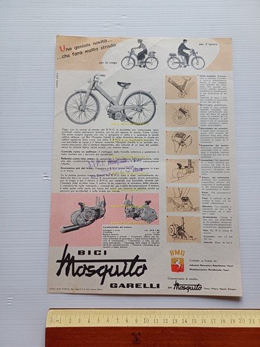 Garelli Bici Mosquito 49 anni 50 depliant ITALIANO originale