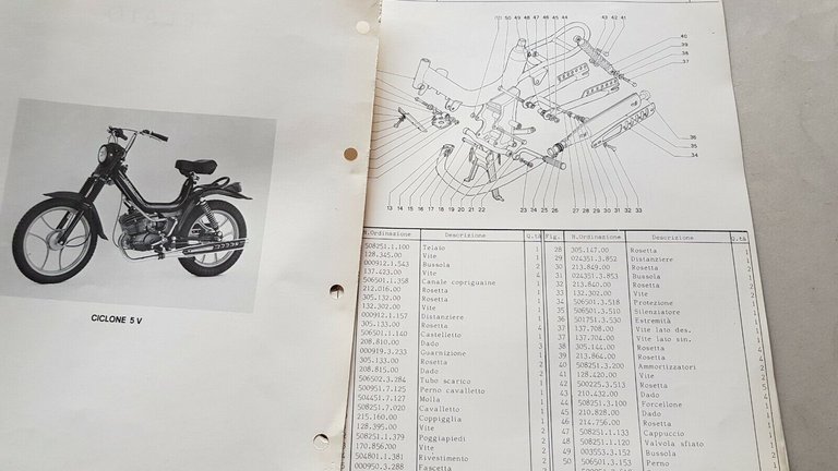 Garelli Ciclone 50 5V 1980 catalogo ricambi TELAIO originale parts …