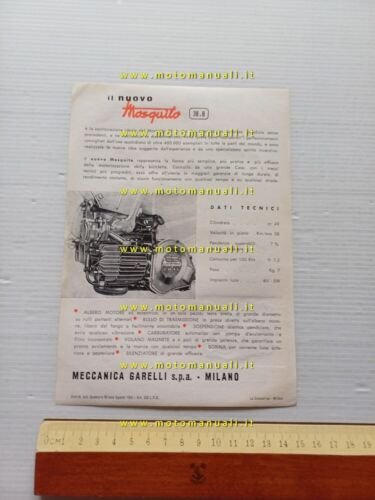 Garelli micromotore Mosquito 38 B 49 1953 depliant originale italiano