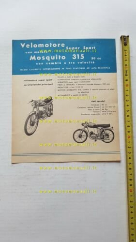 Garelli Mosquito 315 Super Sport 49 3V 1957 depliant originale …