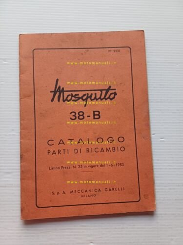 Garelli Mosquito 38-B 1953 catalogo ricambi originale