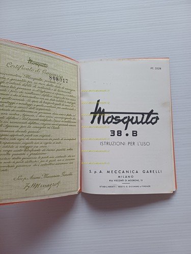 Garelli Mosquito 38 B 1954 manuale uso manutenzione originale