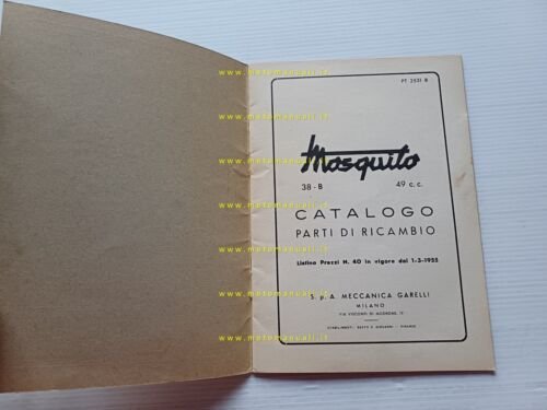 Garelli Mosquito 38-B 1955 catalogo ricambi originale