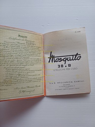 Garelli Mosquito 38 B 1955 manuale uso manutenzione libretto originale
