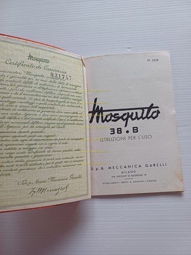 Garelli Mosquito 38 B 1955 manuale uso manutenzione libretto originale
