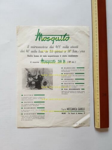 Garelli Mosquito 38 B micromotore 1953 depliant originale