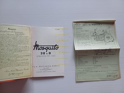 Garelli Mosquito 38 B Velomosquito 1955 manuale uso manutenzione originale