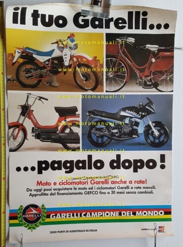 Garelli moto-ciclomotori produzione 1985 manifesto poster originale