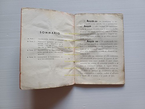 Garelli motore Mosquito 315 1956 manuale uso manutenzione italiano originale