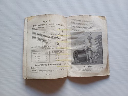 Garelli motore Mosquito 315 1956 manuale uso manutenzione italiano originale