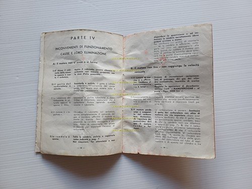 Garelli motore Mosquito 315 1956 manuale uso manutenzione italiano originale