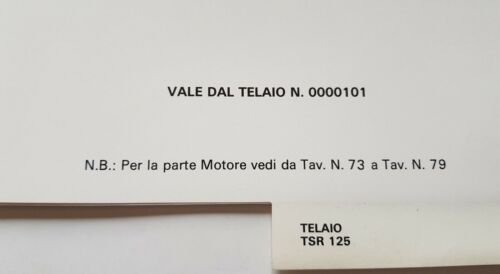 Garelli TSR 125 catalogo ricambi TELAIO ORIGINALE spare parts catalogue