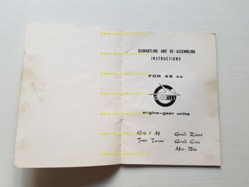 Garellli motorI 49 3-4 V 1970 manuale officina INGLESE originale