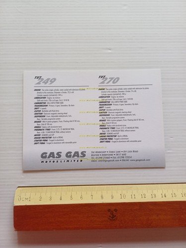 Gas-Gas TXT 249 - 270 TRIAL cartolina originale