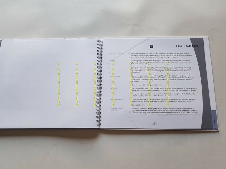 General Motors Hy-Wire Hydrogen 2002 cartella stampa originale press kit