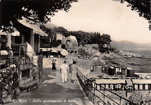 Genova Nervi Passeggiata a mare animata Fotocelere 1950