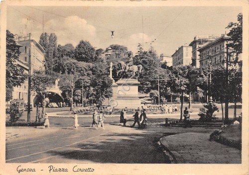 Genova Piazza Corvetto animata tram 1937 | Immagine Gallery 1