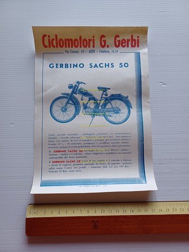 Gerbi Gerbino 50 Sachs anni 50 depliant italiano originale