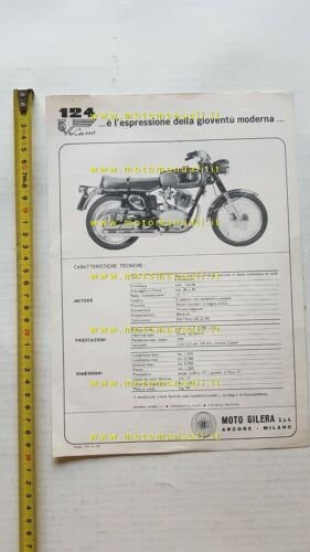 Gilera 124 5V Lusso anni 60 depliant italiano moto originale