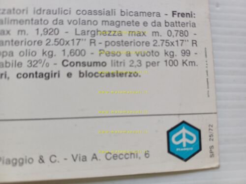 Gilera 124 5V Special 1972 depliant italiano originale