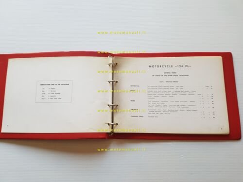 Gilera 124 FL Speciale Strada 1965-66 catalogo ricambi originale INGLESE