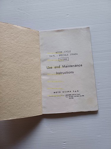 Gilera 124 FL Speciale Strada 1965 manuale uso manutenzione originale …