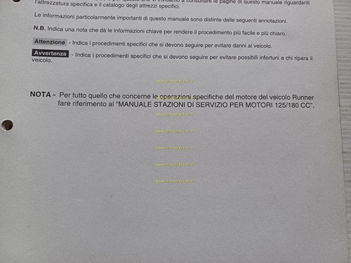 Gilera 125-180 Runner FX - FXR 1997 manuale officina TELAIO …