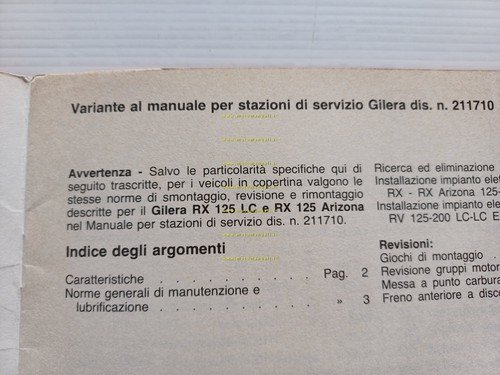 Gilera 125-200 Arizona - RX - RV 1985 varianti manuale …