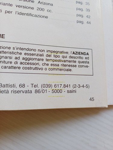 Gilera 125-200 Arizona Hawk-RTX 1986 manuale uso manutenzione libretto originale