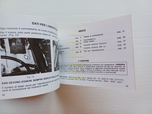 Gilera 125-200 RX 1985 manuale uso manutenzione libretto istruzioni italiano