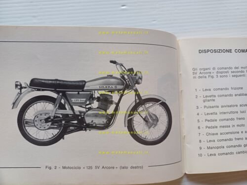 Gilera 125 5V Arcore 1976 manuale uso manutenzione originale owner's …