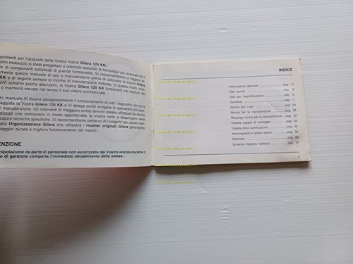 Gilera 125 KK 1986-87 manuale uso manutenzione libretto originale italiano