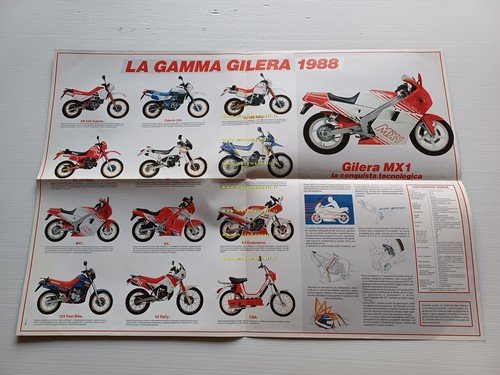 Gilera 125 MX-1 + produzione Gilera 1988 depliant poster italiano …
