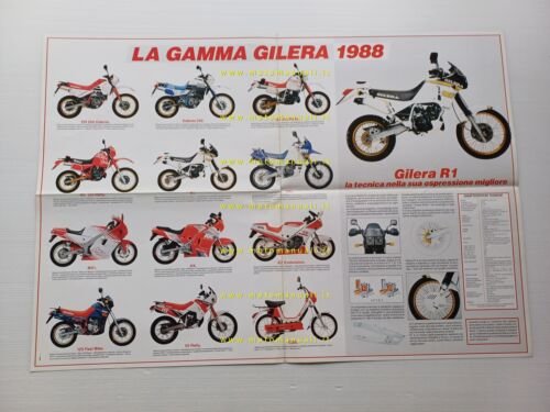Gilera 125 R1 + produzione 1988 depliant poster italiano originale