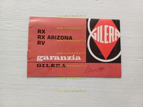 Gilera 125 RV - RX - Arizona 1984 libretto tessera …