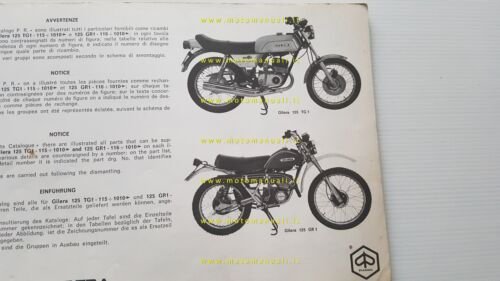 Gilera 125 TG1 - 125 GR1 1977 catalogo ricambi originale