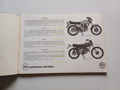 Gilera 125 TG1 - 125 GR1 1977 catalogo ricambi originale